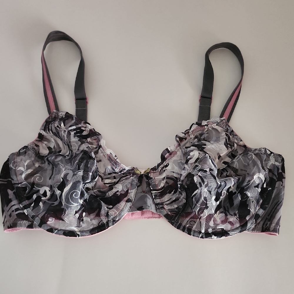WHIMSY Black and Pink Women's Bra Size 40D